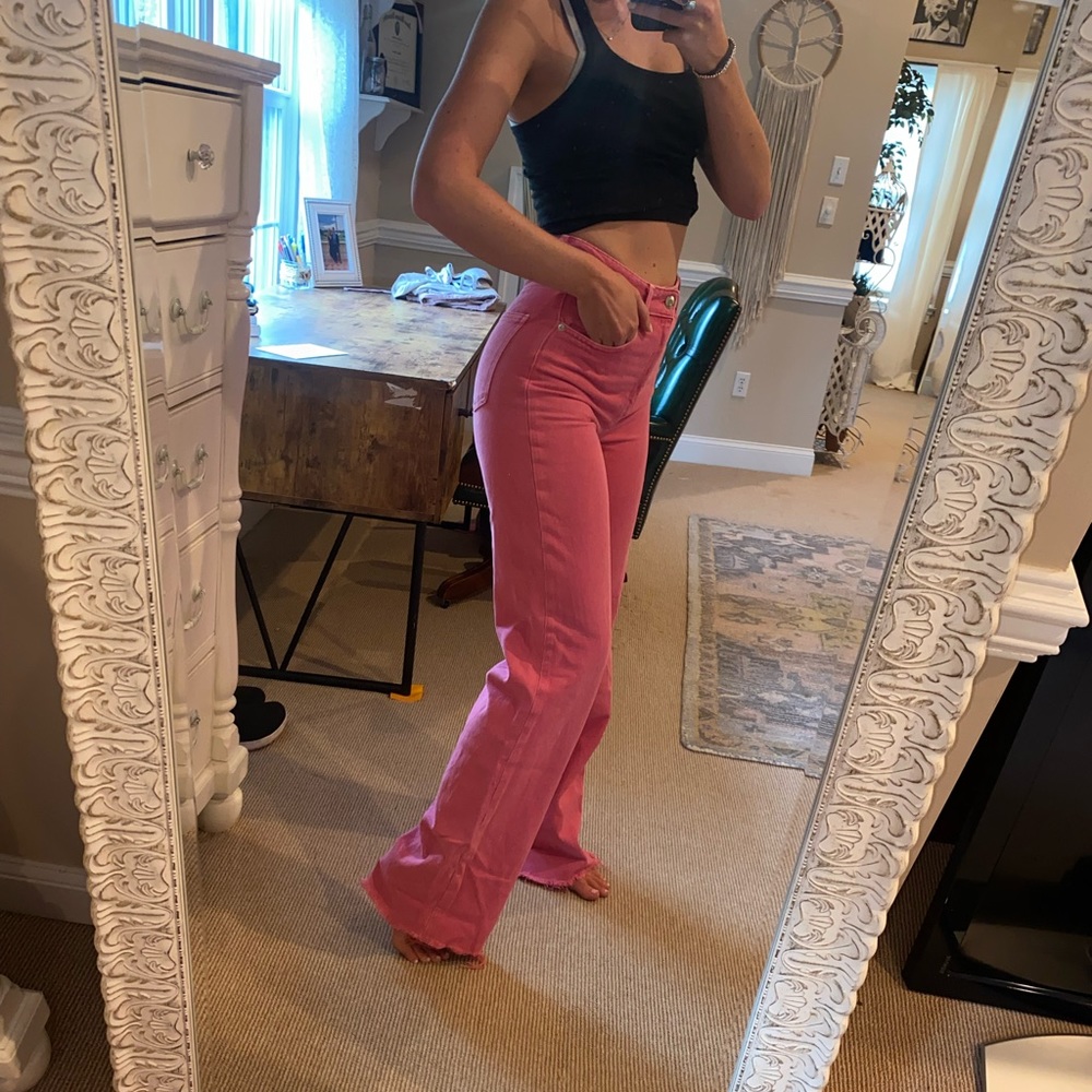 Pink Zara wide leg pants